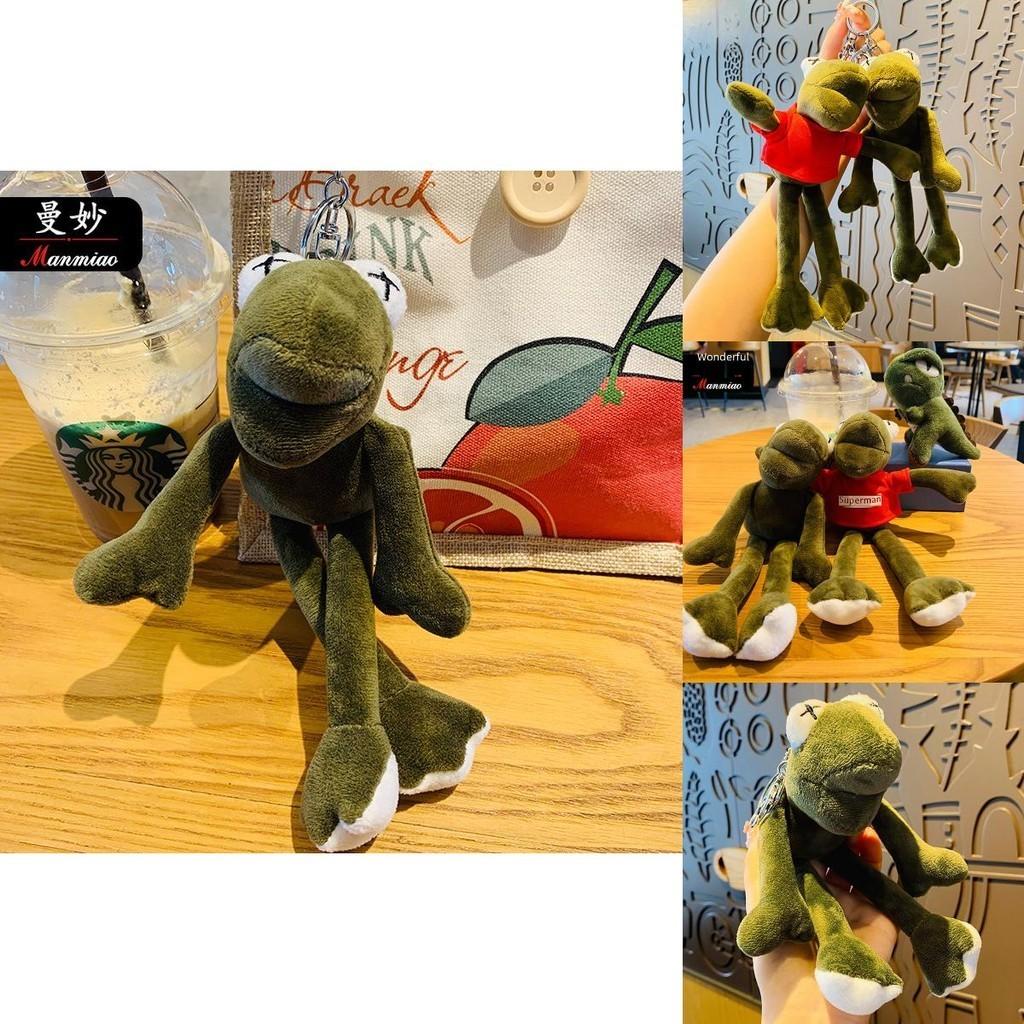 Очаровательный плюшевый брелок-лягушка для сумок и машин, мультяшный стиль, красный наряд