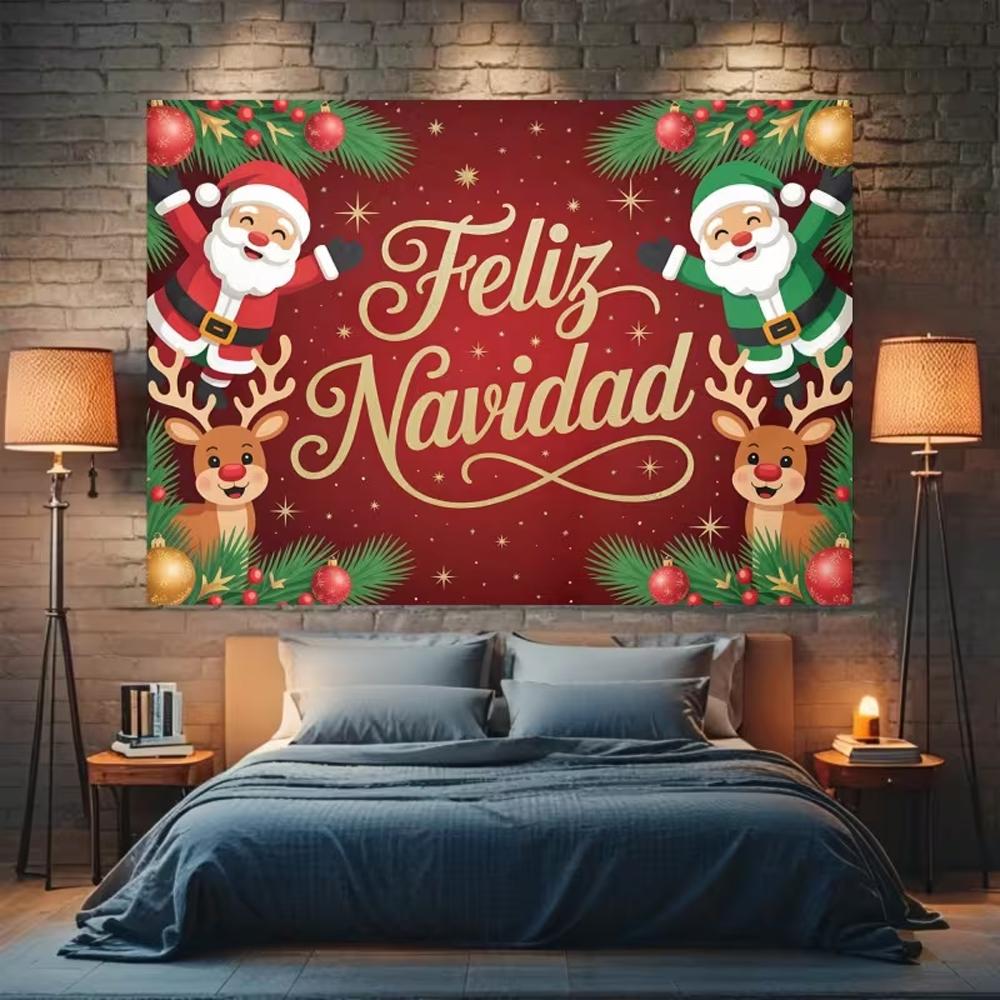 Latin Spanish Christmas party decor, "Feliz Navidad" photo backdrop, winter family banner supplies and more4785