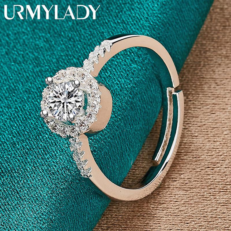 Кольцо из стерлингового серебра 925 пробы с цветочным цирконом для женщин, очаровательные ювелирные изделия
