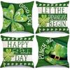 GEEORY Happy St. Patrick's Day Pillow Covers 18 x 18 Inch Set of 4, Green Shamrock Good Luck Leprechaun Hat Pinch Me Farmhouse Throw Pillowcases for