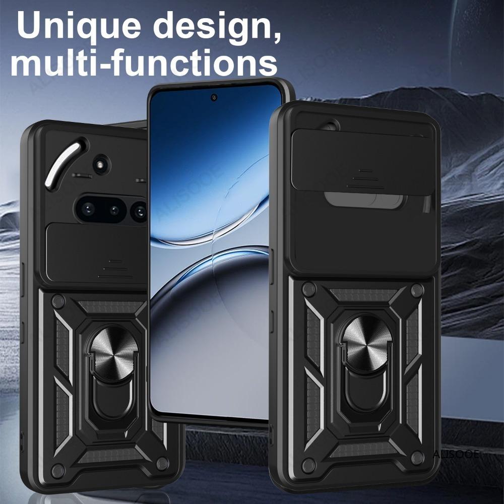 Чехол для Nothing Phone 3A Защита камеры со сдвижной шторкой Кольцо-подставка Ударопрочная задняя крышка для NothingPhone 3A Capa Funda