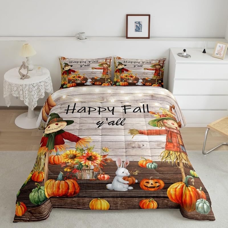 Осенняя тыква Кантри Фермерский дом Кленовый лист Подсолнух Комплект лоскутного одеяла День благодарения Индейка Мальчик Девочка Украшение комнаты для взрослых