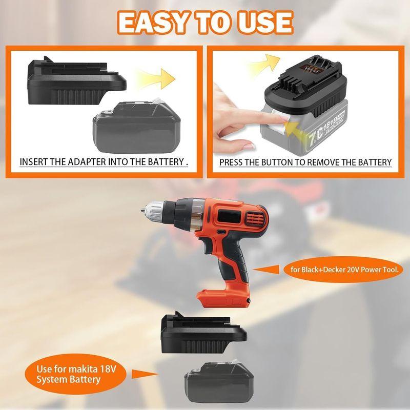 Адаптер аккумулятора для беспроводного инструмента Black&Decker 20V, конвертер для литий-ионного аккумулятора Makita 18V, для преобразования в дрель Black&Decker 20V