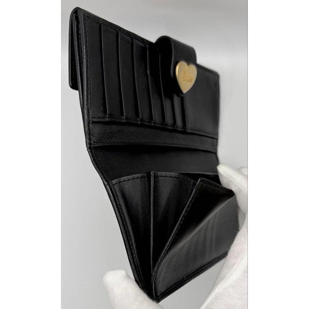 Used Beautiful condition GUCCI Gucci GG canvas Lovely heart Bi-fold long wallet Black