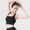 Adjustable Strap Hanging Neck Strap Sports Bra Pleated Back Fashionable Pleated Bra  Fitness Wear