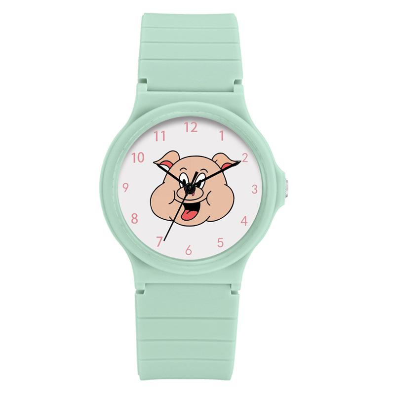 Cartoon Pink Pig Head Piglet Watch Movie Student Waterproof Silicone Quartz Watch