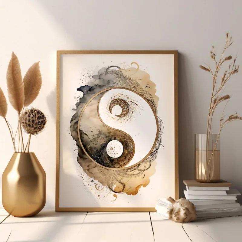 Zen Yoga Meditation Spiritual Vintage Wall Art Poster Print Canvas Painting for Room Home Decor Tree of Life Buddha Lotus Flower
