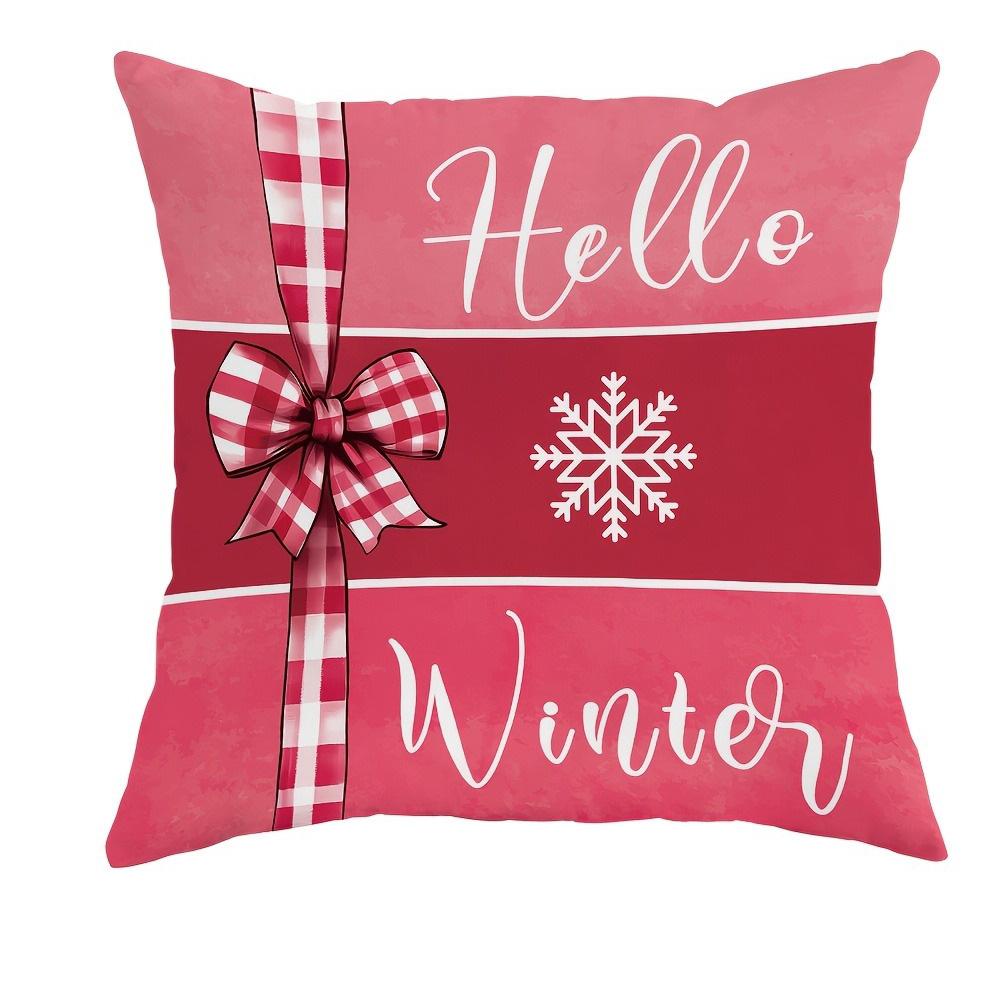Праздничные розовые рождественские наволочки: Здравствуй, Зима, Весело и Ярко с Дизайнами Пряничного Поезда диваны, наволочки для спальни