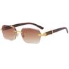 4 Wood Grain Temple Metal Sunglasses Irregular Square Trend Sunglasses For Glasses