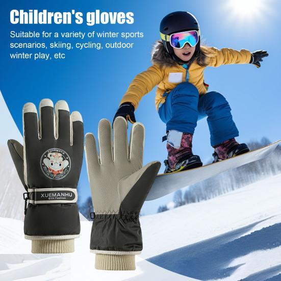 Детские зимние перчатки для снега, ветрозащитные термоперчатки для сенсорного экрана, теплые варежки для сноуборда