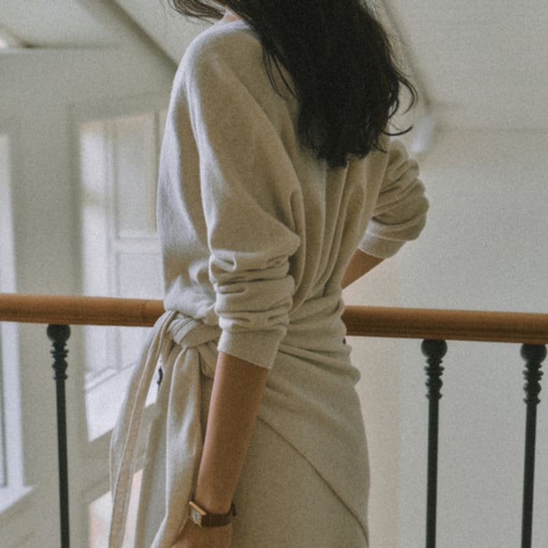 WISELY VELVET CASHMERE SHAWL MUFFLER_OATMEAL