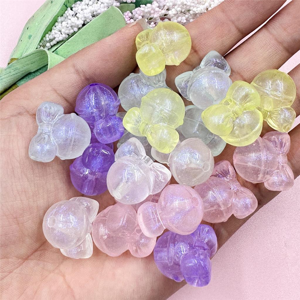 Люминесцентные подарочные бусины с отверстием, акрил 19,3 мм * 19 мм, 20 шт., голова мыши, аксессуары для бисера «сделай сам», блестящая пудра, аксессуары