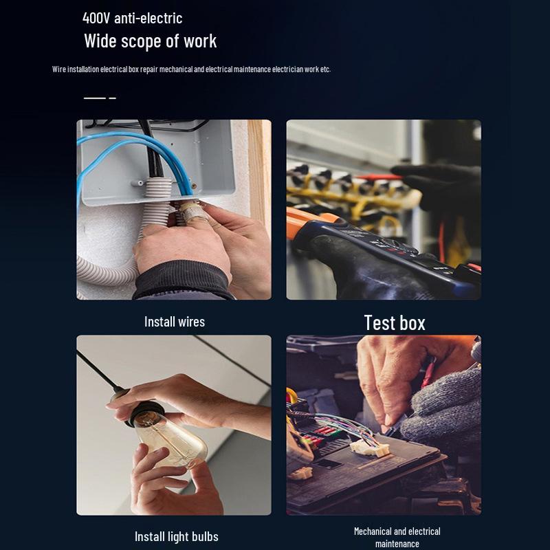 Изолирующие антискользящие перчатки электрика - Износостойкие, Защита 400В/380В/220В