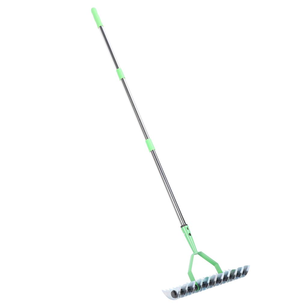 Thatch Rake 3 Sections Stainless Steel Dethatcher Lawn Rake Lawn Thatching Rake for Clearing Dead Grass