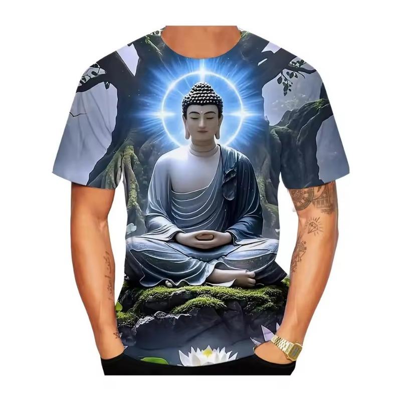 3D Print Buddha Shakyamuni Buddhist T Shirt Ancient India Spiritual Totem Streetwear T-shirts Summer Fashion Mens Clothing