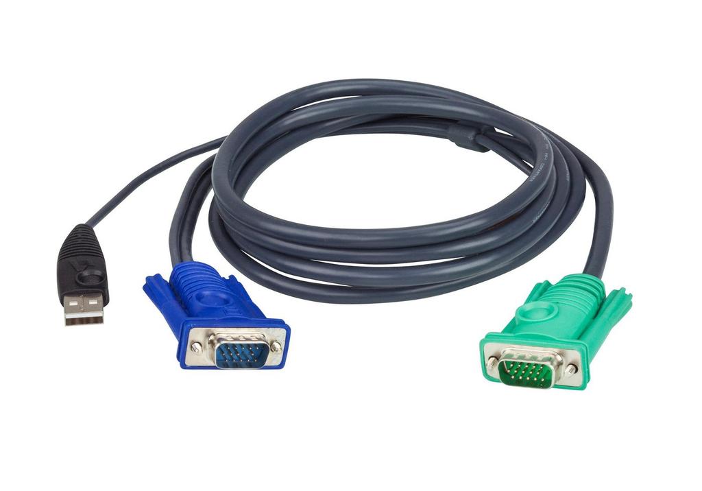 Aten USB PC KVM Cable to HD Switch, 1.8m, VGA, Black, Male-Male, 2L-5202U