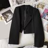 Women Short Suit Coat Lapel Long Sleeve Single Button Suit Jacket Solid Color Loose Fit Casual Business Style Suit Coat