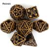 7 Pcs Orange Skull Metal Dice Hollow Metal Polyhedral Dice Set Suitable for Role-Playing RPG Board Game Card Game