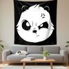 Angry Panda Face Illustration Patterned Tapestry Decorative Wall Hanging, Home Bedroom Living Room Decor