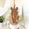 Yousheng Wooden Hanging Horse Head Decoration Farmhouse Rustic Horse Horseshoe Christmas Tree Hanging Ornament Pendant