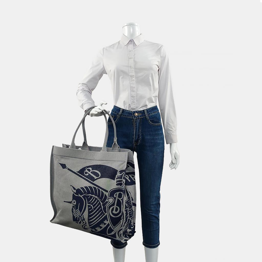 [Pre-Owned] Jacquard Woven Detachable Zipper Bag Canvas Tote Shopping Shoulder Handbag Medium - Excellent #BYFIW4