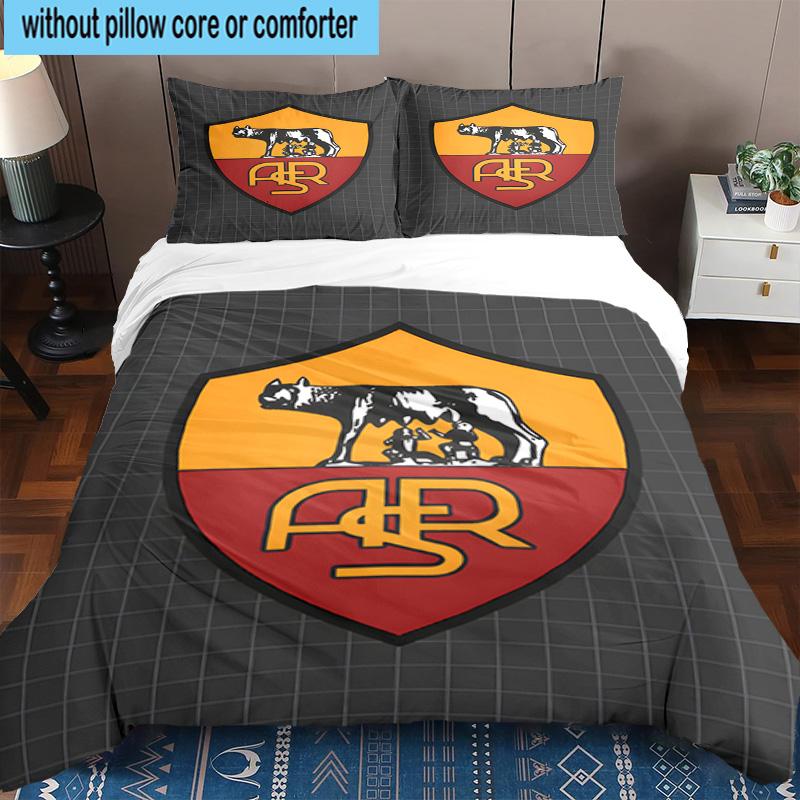 3pcs Rome Wolf Football club Printed Bedding Set Duvet Cover Closure Includes 1 Duvet Cover & 2 Pillowcases Bedding Sets Home Decor Gifts
