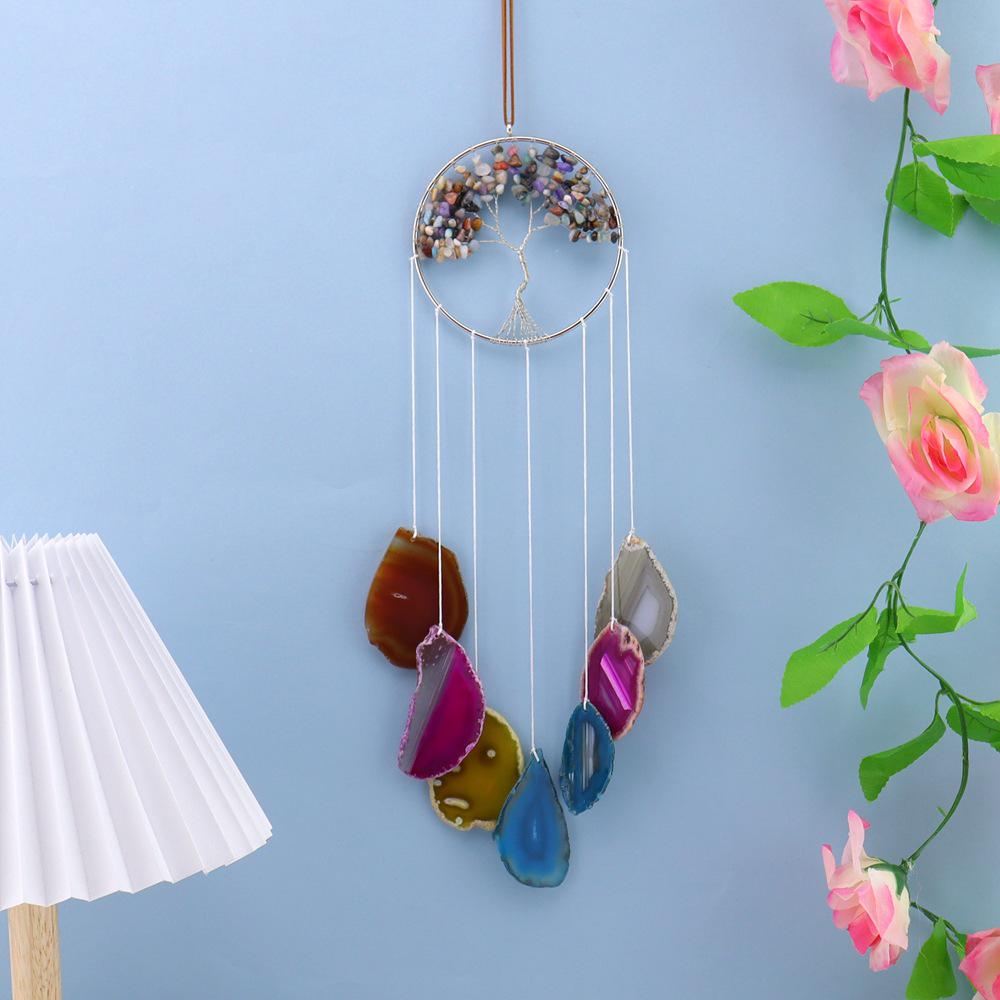 Агатовая пластина 'Древо Жизни' Кристальный Кулон - Ручная Работа T137