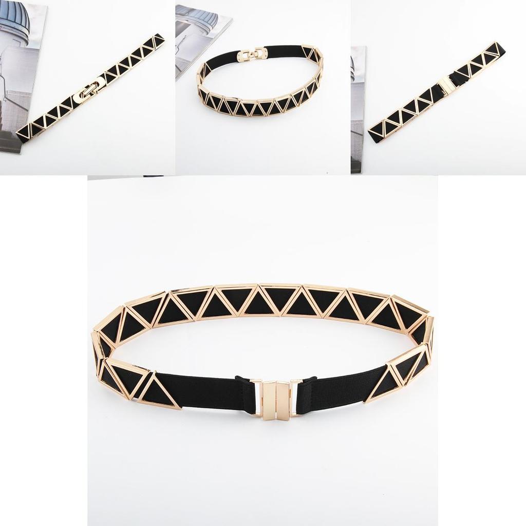 Fashion Metal Triangle Splicing Design Women Slim Waist Belt For Long Dress And Special Occasions