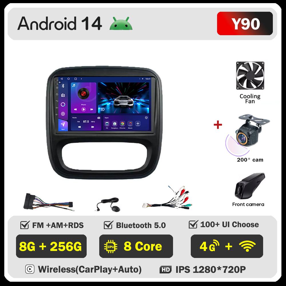 Android 14 интеллектуальные автомобильные системы для Renault Traffic 3 2014 - 2021 для Opel Vivaro B 2014 - 2018 автомобильный радиоплеер стерео головное устройство