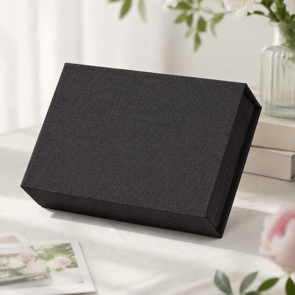 Flip Lid Photo Storage Box Linen Fabric Gift Container Versatile Document Holder  For Gift Packing
