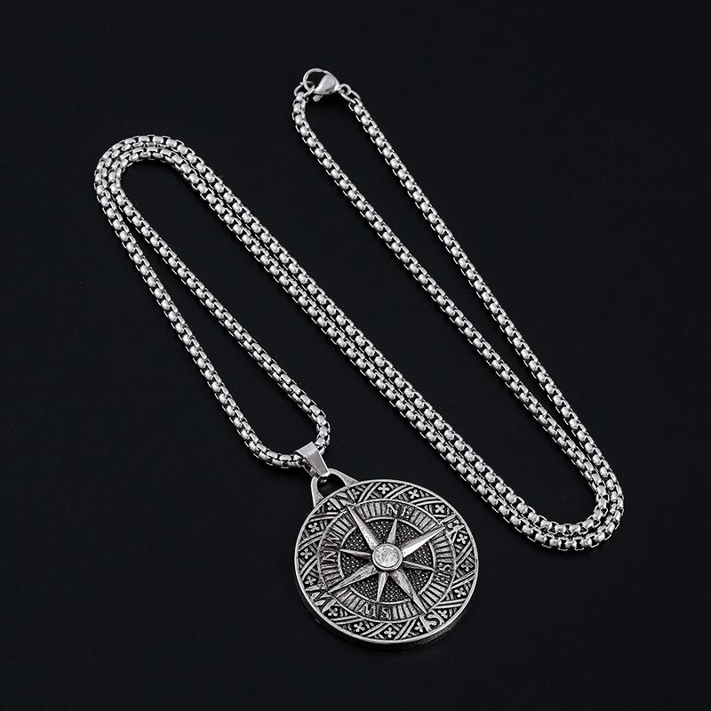 Новый ретро-подвеска-указатель компаса, летнее мужское длинное ожерелье в стиле хип-хоп, аксессуар