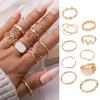 10 шт., набор золотых колец на костяшки пальцев для женщин и девочек, кольца в стиле бохо с поворотным крестом, нерегулярные геометрические кольца, штабелируемые кольца миди, пакет подарков для различных случаев