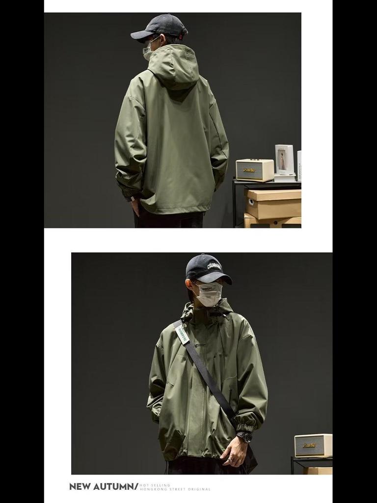 Мужская свободная куртка для альпинизма с капюшоном: Японская мода, американская повседневная мода, весна/осень