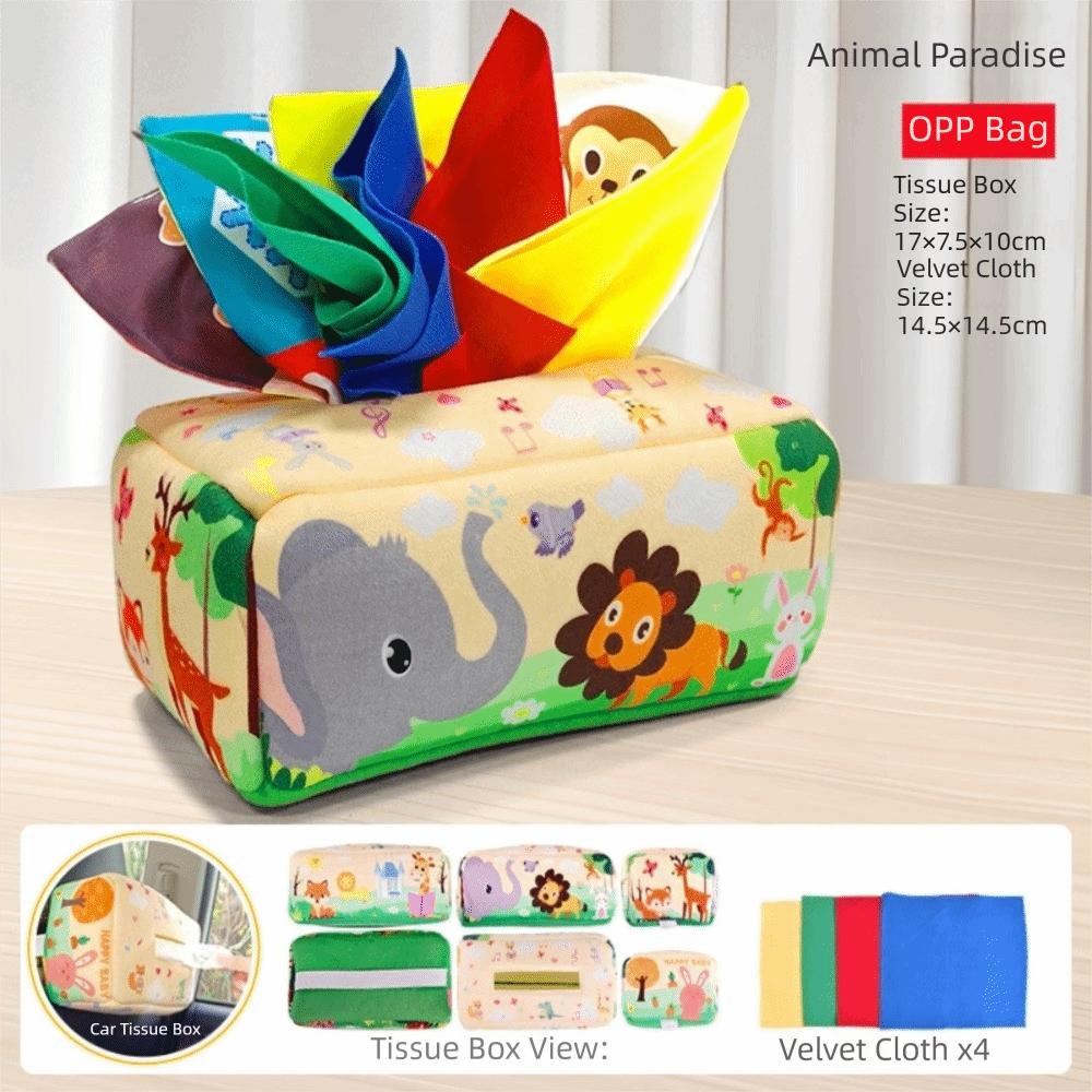 Interactive Baby Montessori Boxes Educational Infant Pull Along Tissue Box Toys Finger Exercising