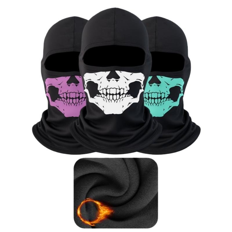 1Pcs Skull Print Motorbike Windproof Skiing Head Neck Warmer Bicycle Helmet Liner Motorcycle Balaclava Full Face Mask