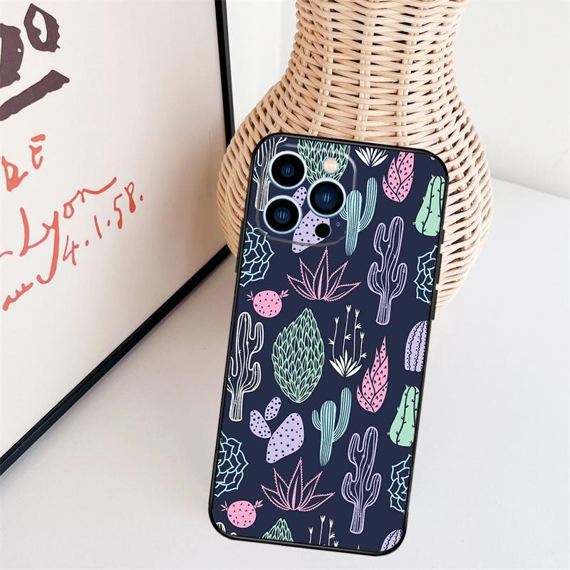 Чехол с узором кактуса для iPhone 11 12 13 14 16 15 Pro Max Mini X XS Max XR Plus Чехол
