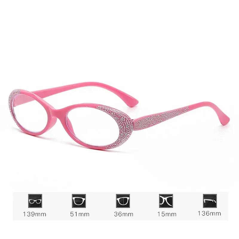 Luxury Round Frame Reading Glasses Fashion Diamond Frame Presbyopia for Women HD Lens Ultralight Far Sight Eyeglasses 0+1.0+4.0
