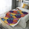 Colorful Patchwork Design Microfiber Flannel Cover Blanket Bedroom Living Room Sofa Soft And Comfortable Home Decoration