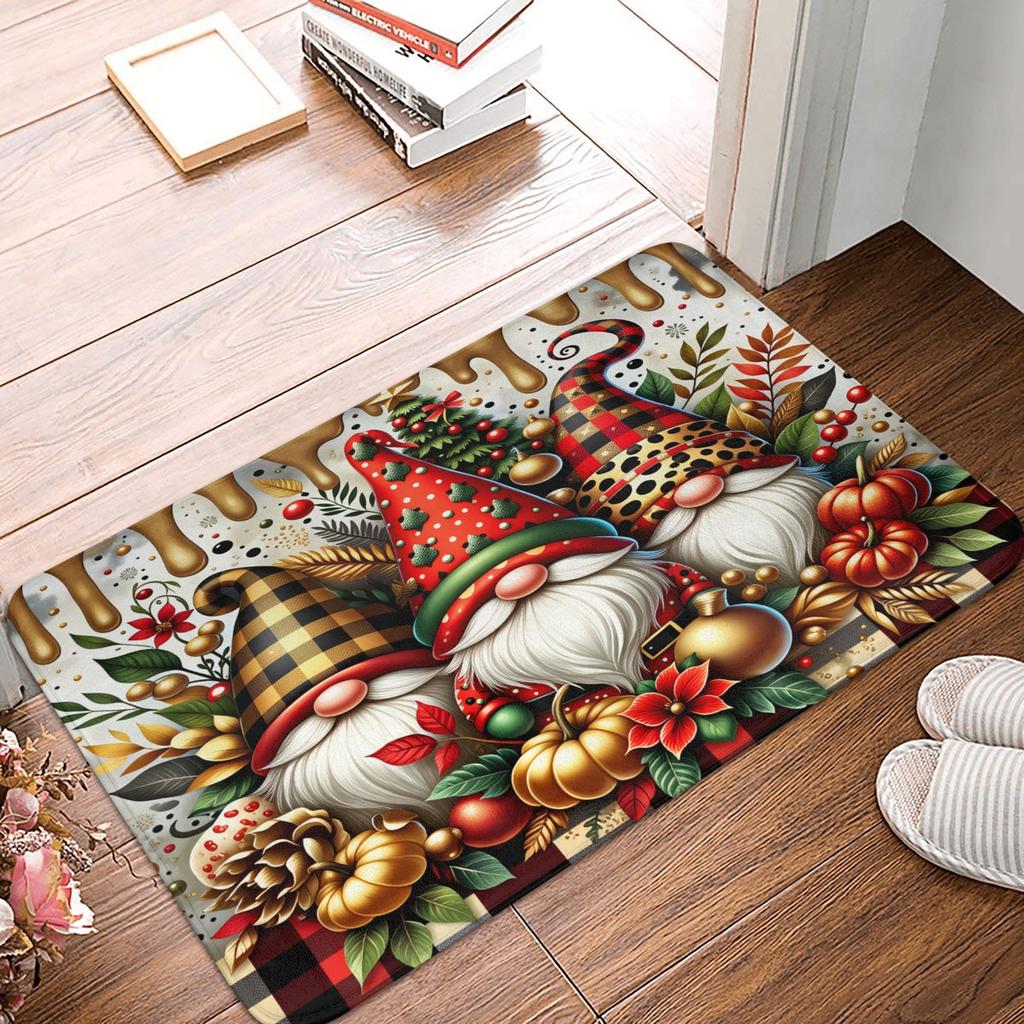 Snowman Pattern Merry Christmas Doormat Non-Slip Entrance Kitchen Bath Door Floor Mat Toilet Carpet Rug