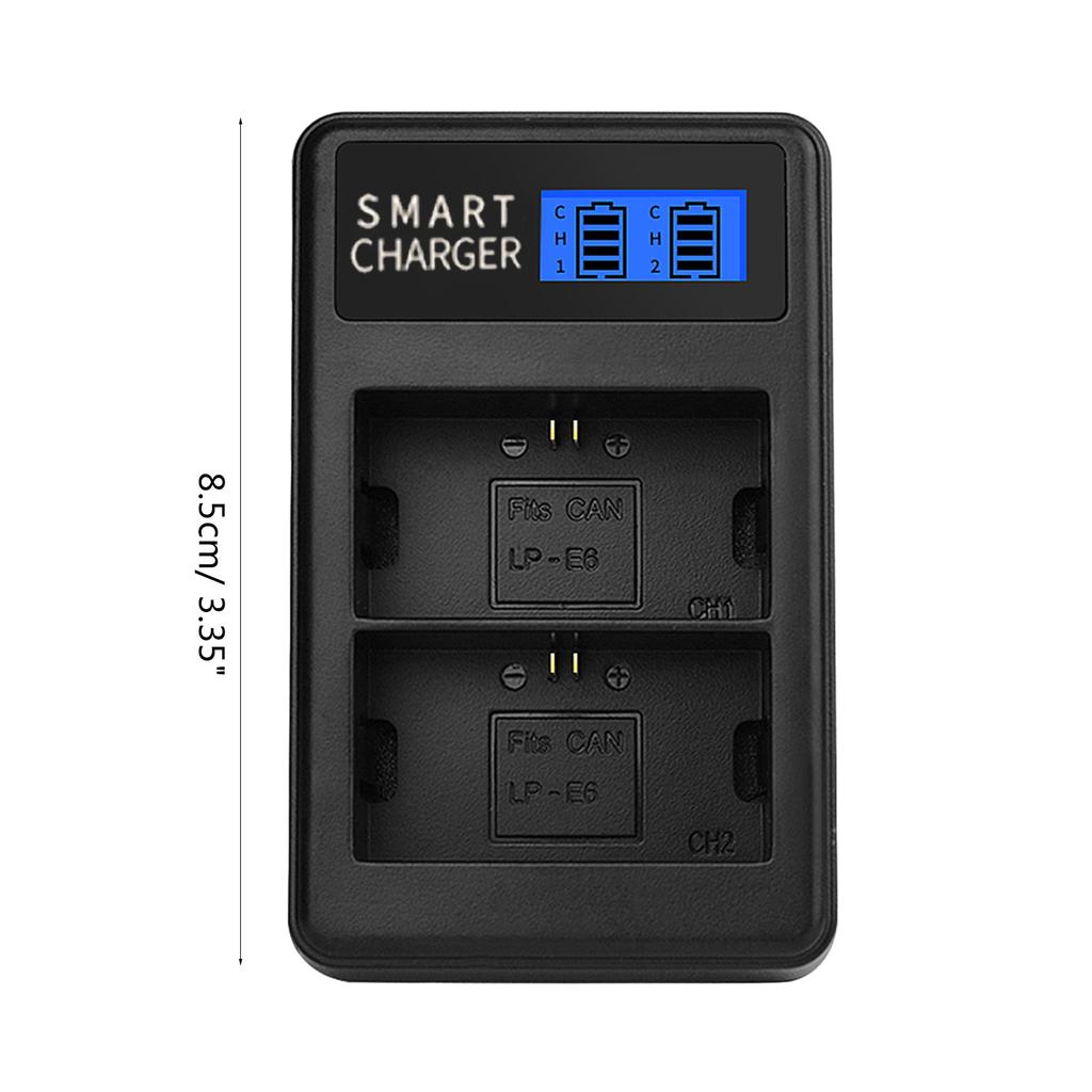 LP-E6 LPE6 LP E6 Dual Channel USB Battery Charger w/ LCD Screen for EOS 5D Mark II EOS 5D Mark III EOS 5D Mark2