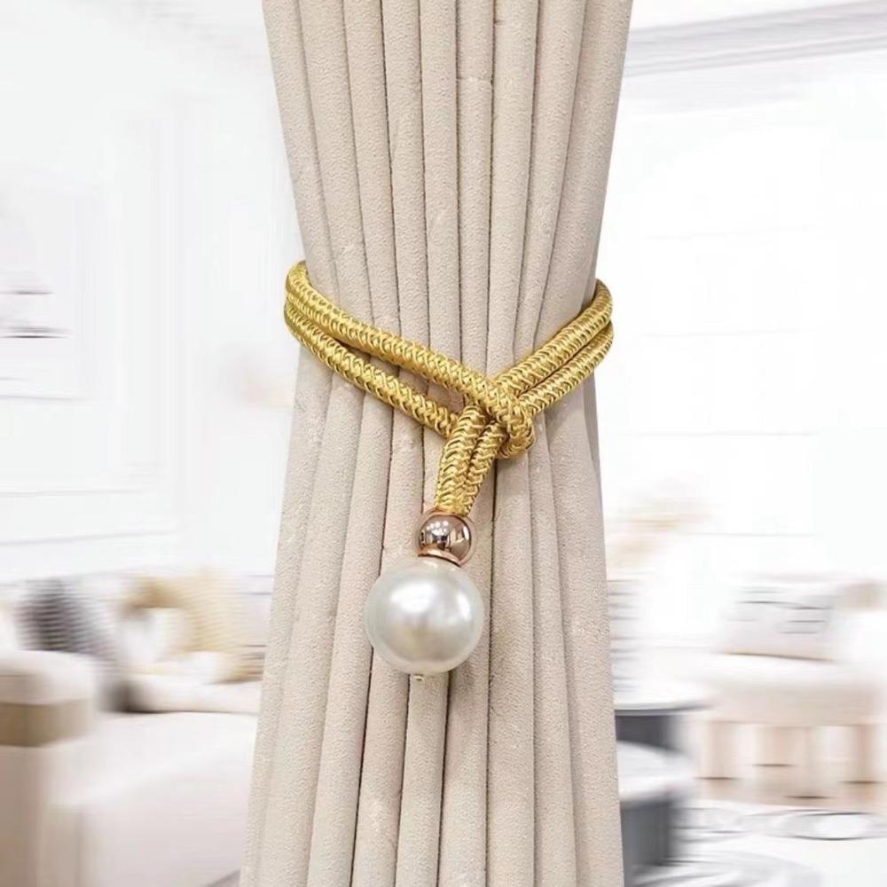 Adjustable Pearl Curtain Tieback High Quality Curtains Tie Rope Pearl Curtain Buckle Decoration