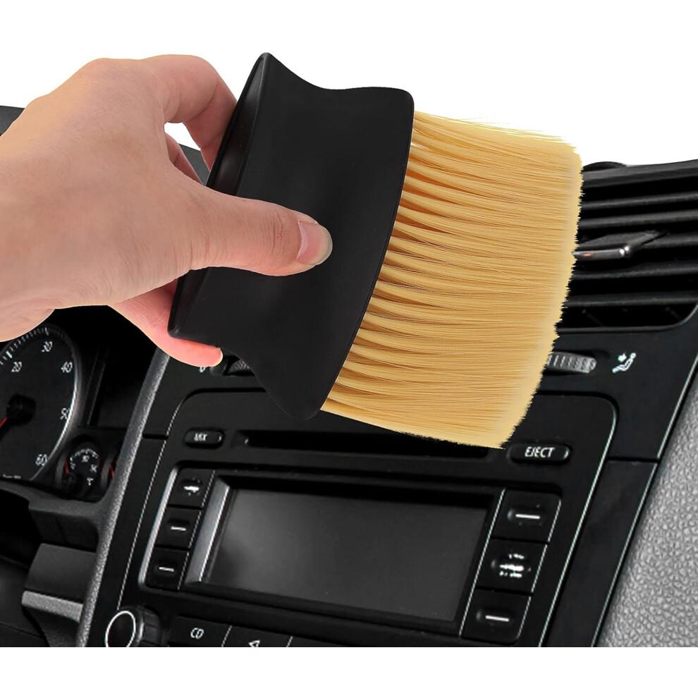 Car detailing brush (yellow), car cleaning brush duster soft bristle detailing brush dusting tool dusting brush dirt dust cleaning brush for car inter