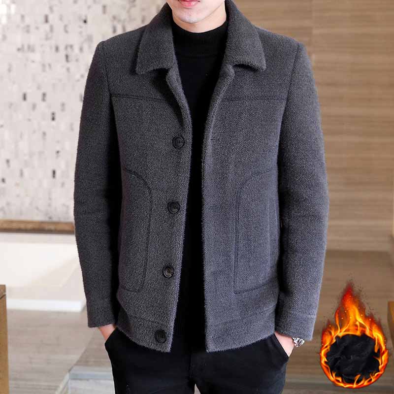 Winter Men's Wool Coat Mink Clothes Men's Thickened Jacket Winter Coat Autumn and Winter Woolen Coat
