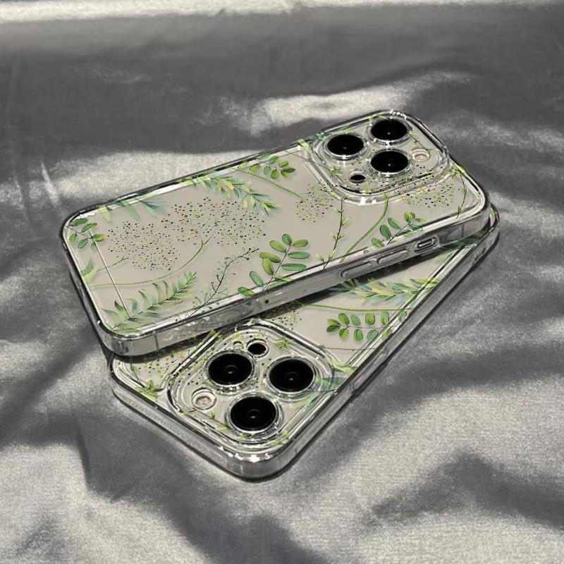Abstract Plants Flower Pattern Phone Case For iPhone 17 Pro Max 16 15 Pro 14 13 12 11 XR XS 17Air 16 Plus Clear Bumper Cover