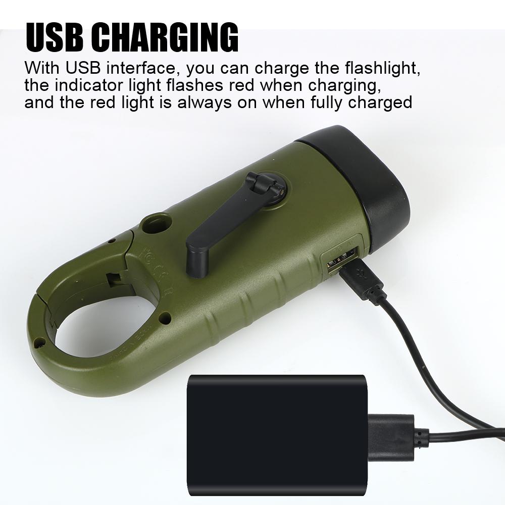 Emergency Hand Crank Dynamo Solar Flashlight Rechargeable Portable For Fishing Boating Hiking LED Flashlight