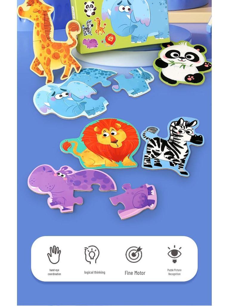 3+ Six-in-One Wooden Puzzle Box: Solid Wood Educational Toy for Girls and Boys, 60 Pieces