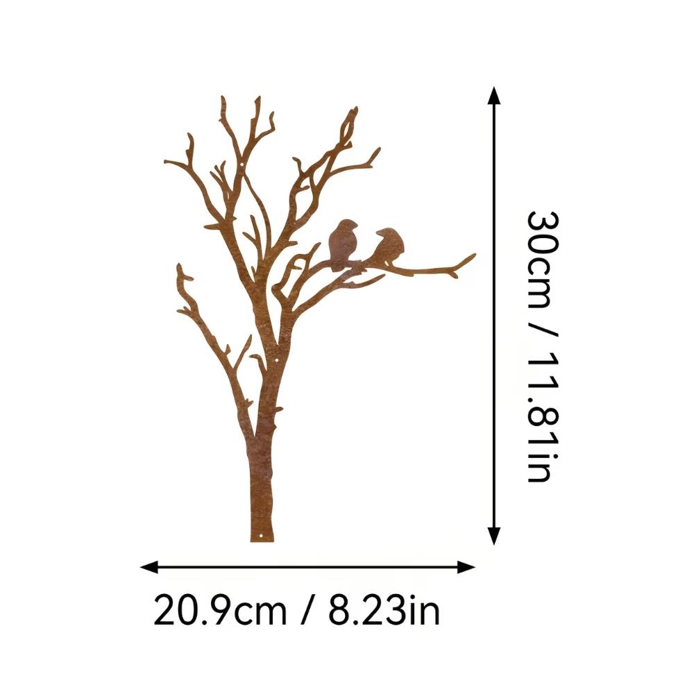 Farmhouse Style Metal Tree Branch Bird Silhouette Decor Garden Fence