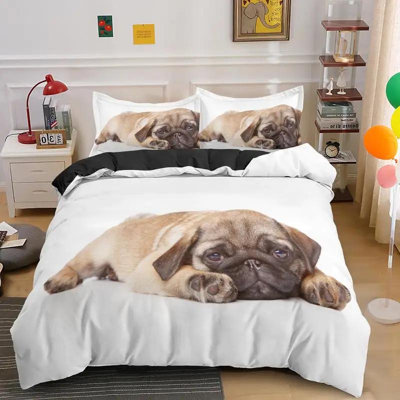 Bulldog Bedding Set Pet Animal Dog Duvet Cover For Kids Adult Bedclothes Covers Comforter Sets Cute Bed Sheets
