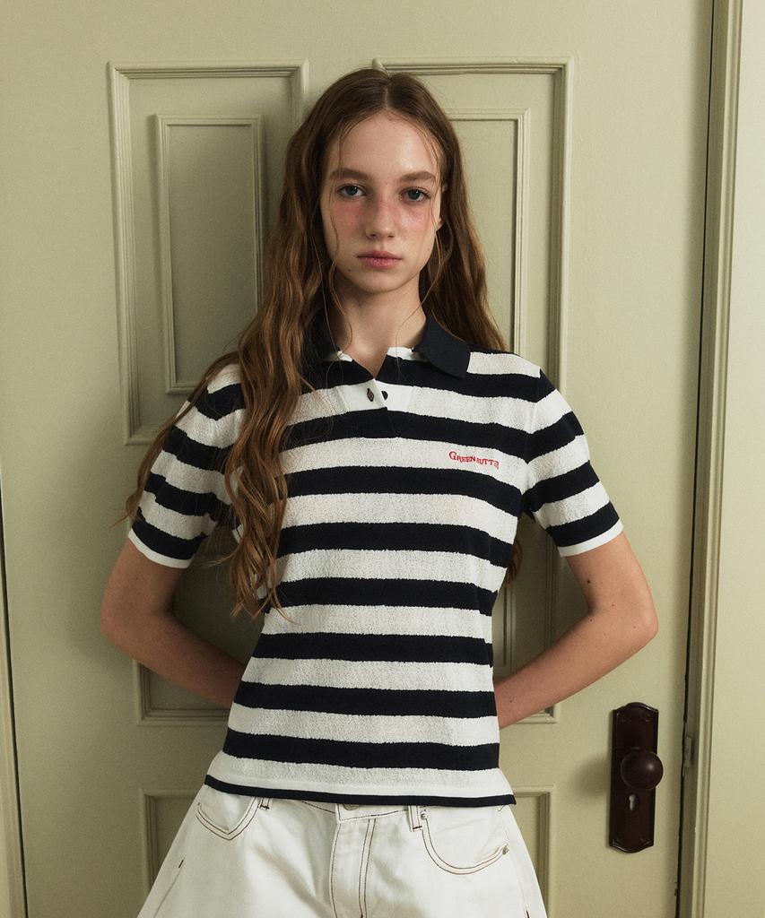 GREENBUTTER Stripe Collar Knit (Ivory/Navy)