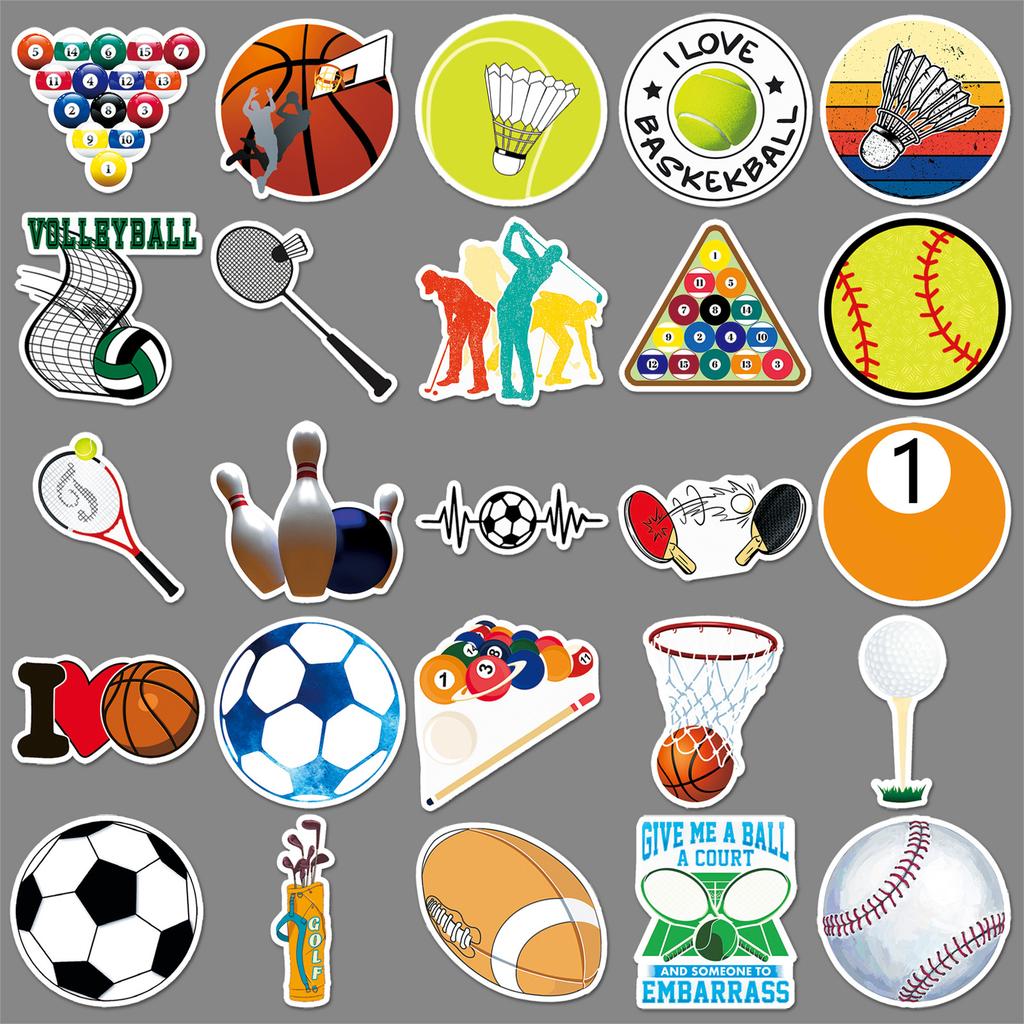 50 Pictures of Mixed Ball Graffiti Sports Football Volleyball Decorative Suitcase Mobile Phone Case Waterproof Stickers